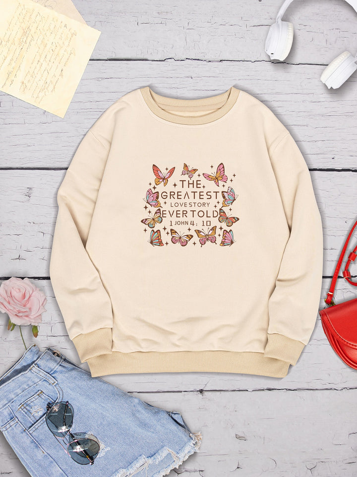 THE GREATEST LOVESTORY EVERTOLD Round Neck Sweatshirt | Trendsi