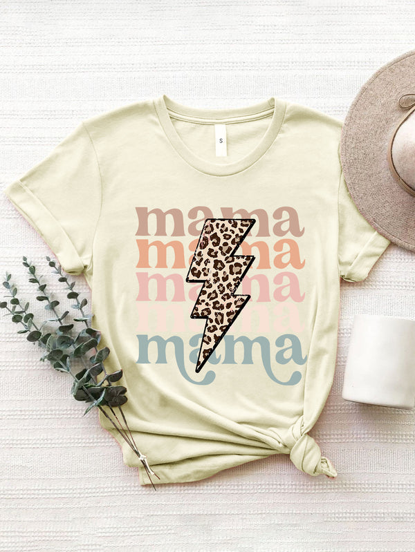 MAMA Round Neck Short Sleeve T-Shirt | Trendsi