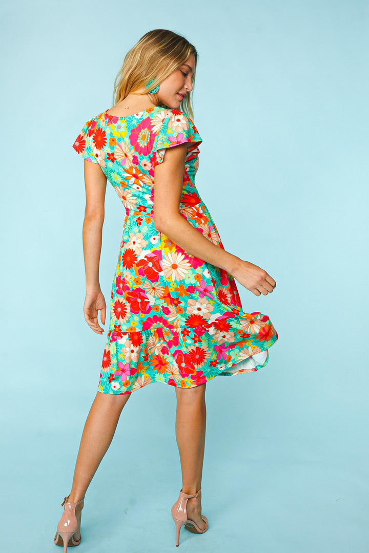 Haptics Floral Square Neck Short Sleeve Dress | Trendsi