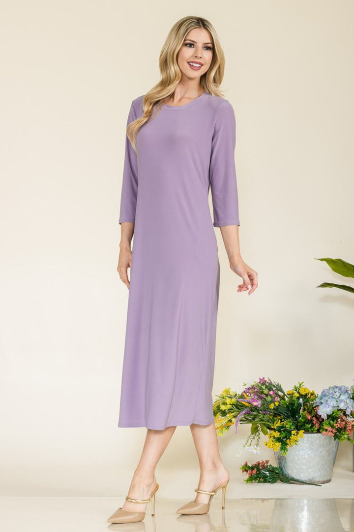 Celeste Full Size Round Neck Midi Dress | Trendsi