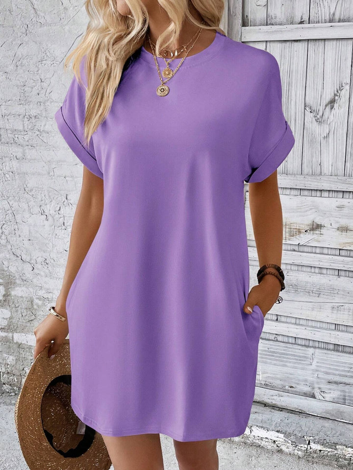 Round Neck Short Sleeve Mini Dress | Trendsi