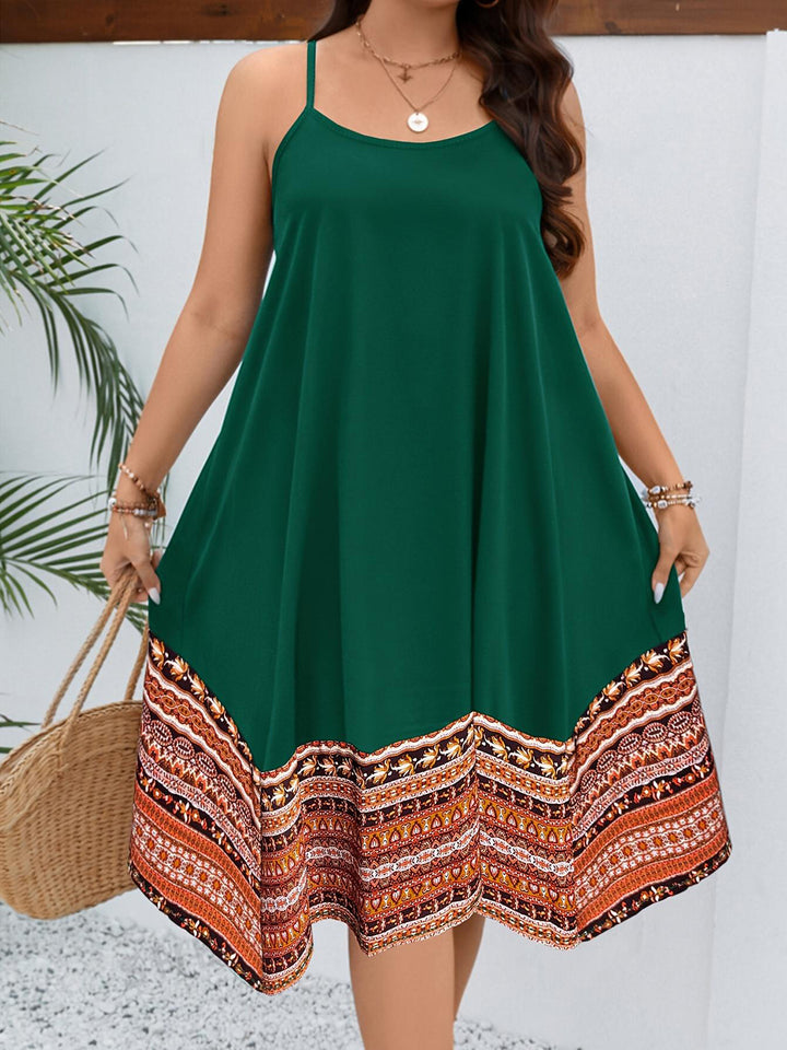 Plus Size Printed Round Neck Cami Dress | Trendsi