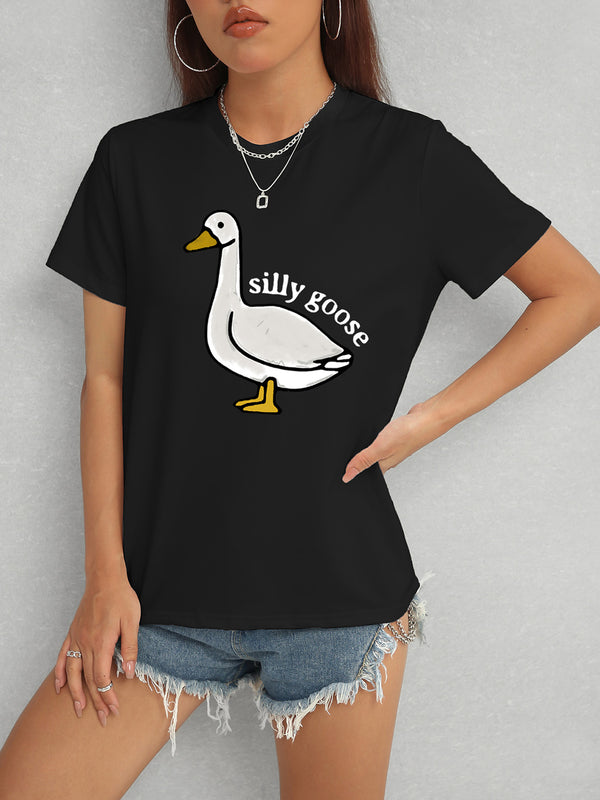 Goose Round Neck Short Sleeve T-Shirt | Trendsi