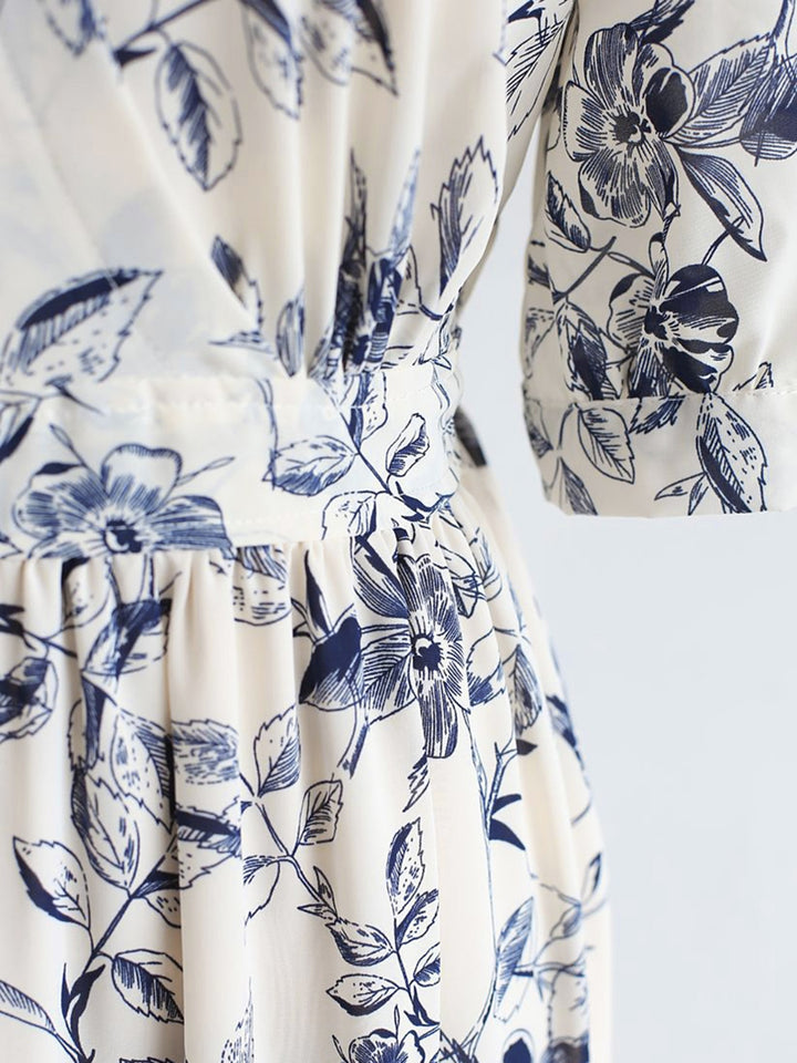 Ruched Tiered Floral Half Sleeve Dress | Trendsi