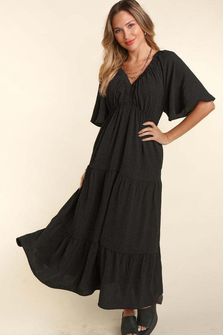 Haptics Tiered Babydoll Maxi Dress with Side Pocket | Trendsi