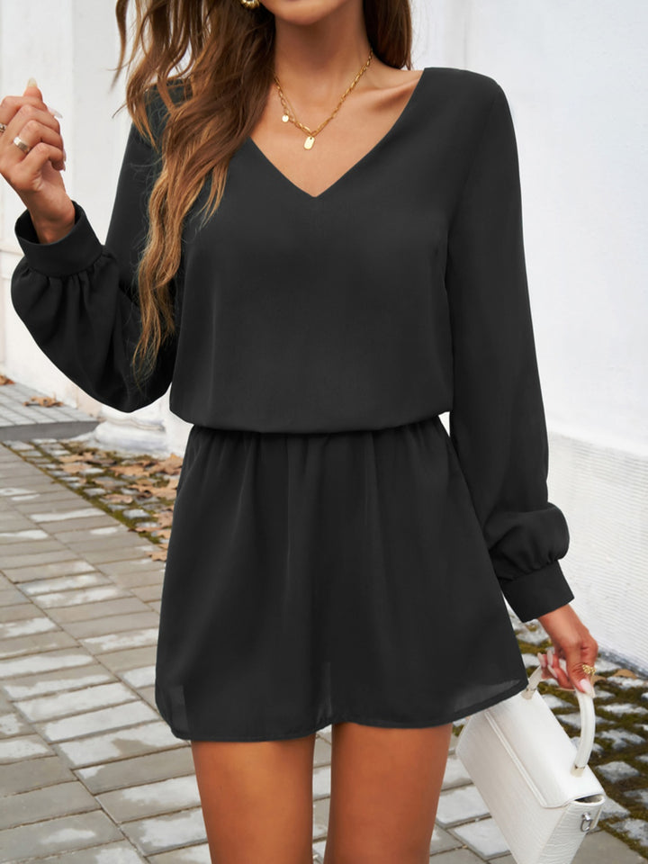 Cutout V-Neck Long Sleeve Mini Dress | Trendsi