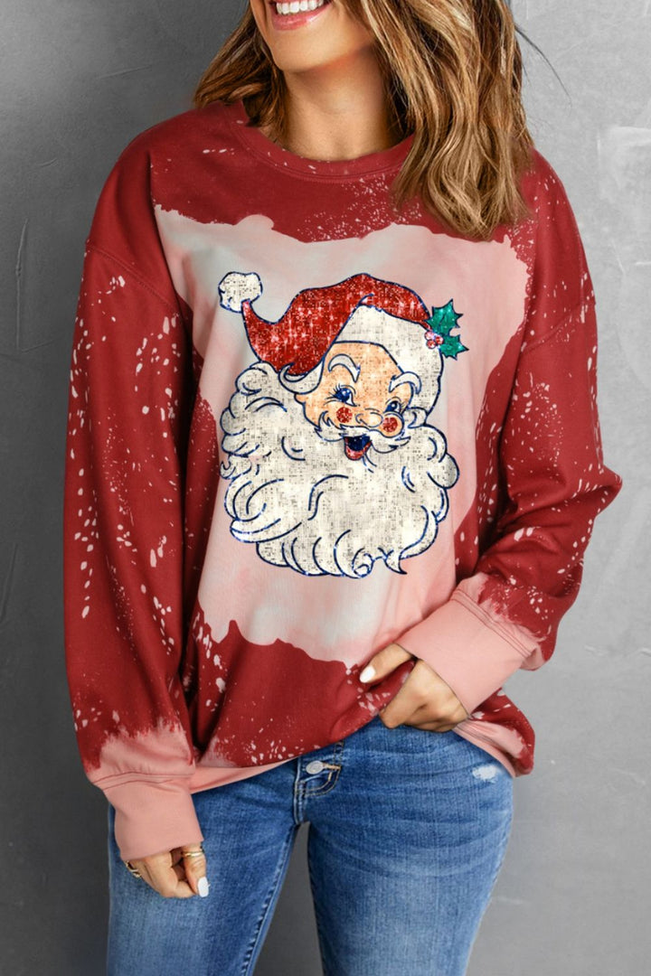 Christmas Tie Dye Print Crew Neck Sweatshirt | Trendsi