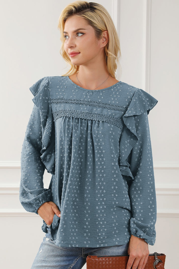 Round Neck Ruffled Blouse | Trendsi