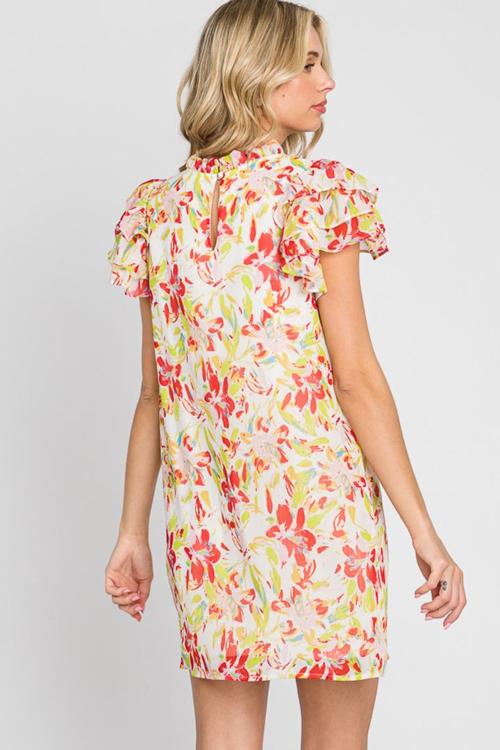 GeeGee Floral Short Sleeve Mini Dress | Trendsi