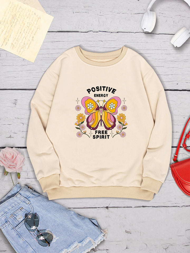 Butterfly Graphic Dropped Shoulder Sweatshirt | Trendsi