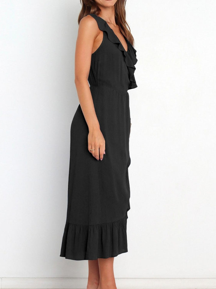 Ruffled Surplice Sleeveless Midi Dress | Trendsi