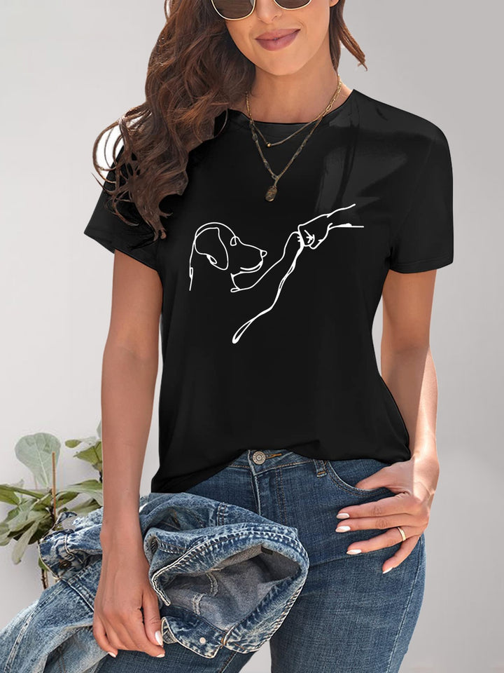 Dog Graphic Round Neck T-Shirt | Trendsi