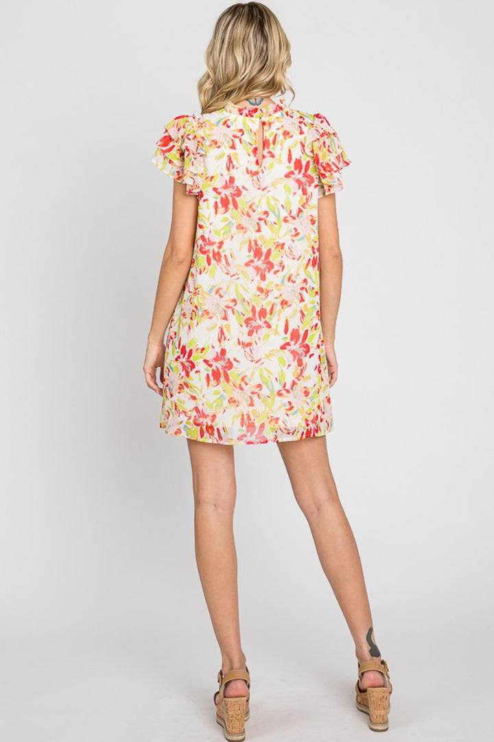 GeeGee Floral Short Sleeve Mini Dress | Trendsi