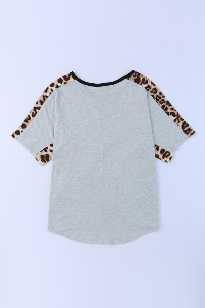 Leopard Bow Round Neck Half Sleeve T-Shirt | Trendsi