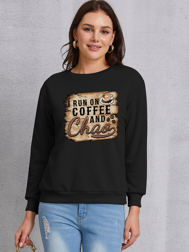 Letter Graphic Round Neck Sweatshirt | Trendsi