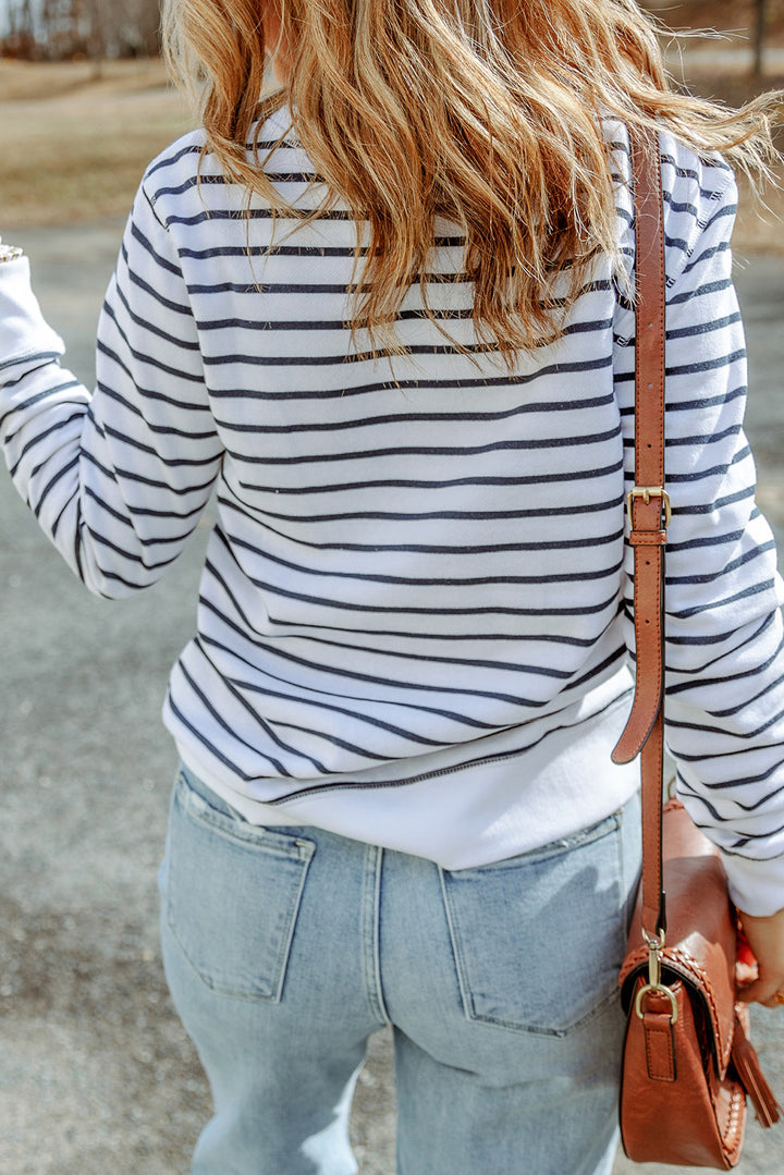 Striped Long Sleeve Round Neck Top | Trendsi