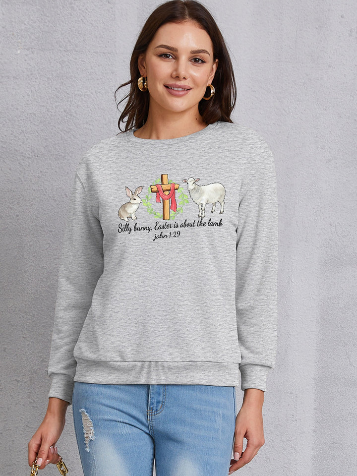 EASTER Graphic Round Neck Sweatshirt | Trendsi