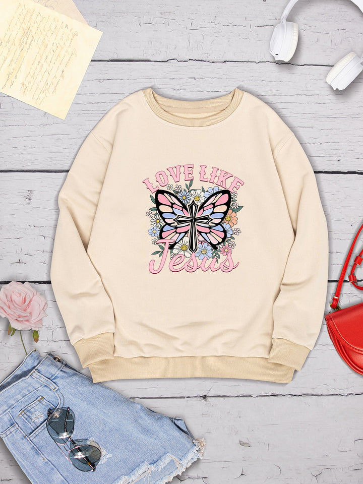 LOVE LIKE JESUS Round Neck Sweatshirt | Trendsi