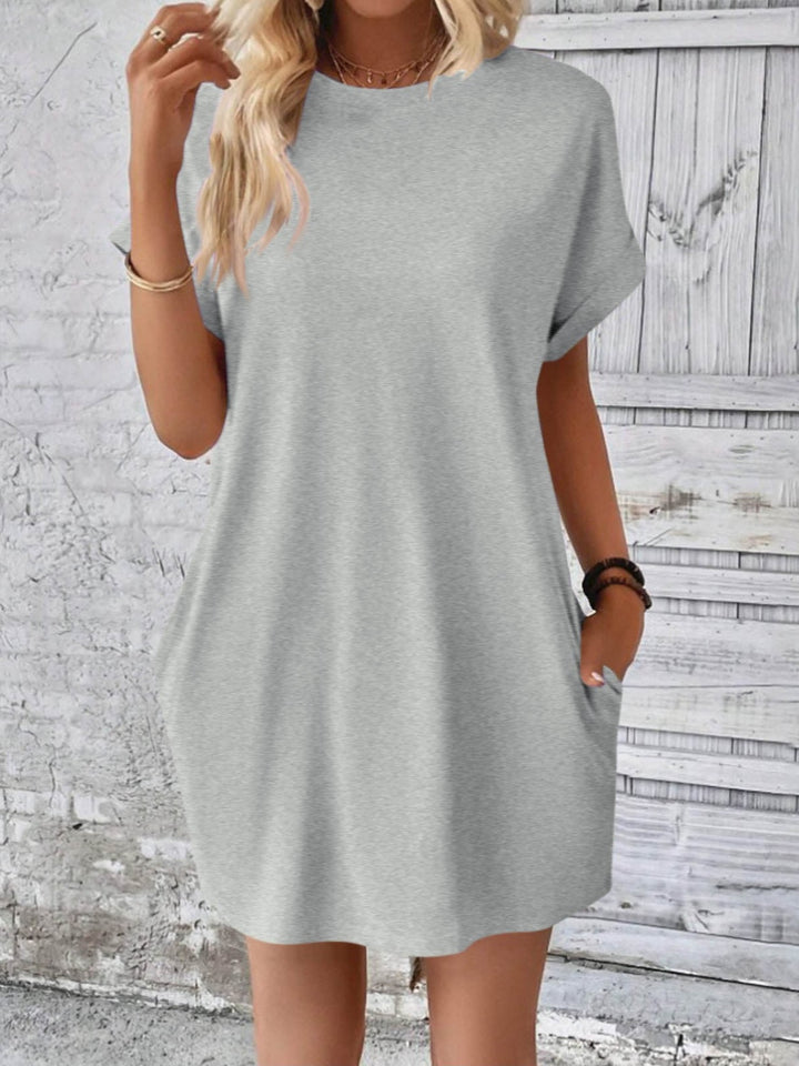 Round Neck Short Sleeve Mini Dress | Trendsi