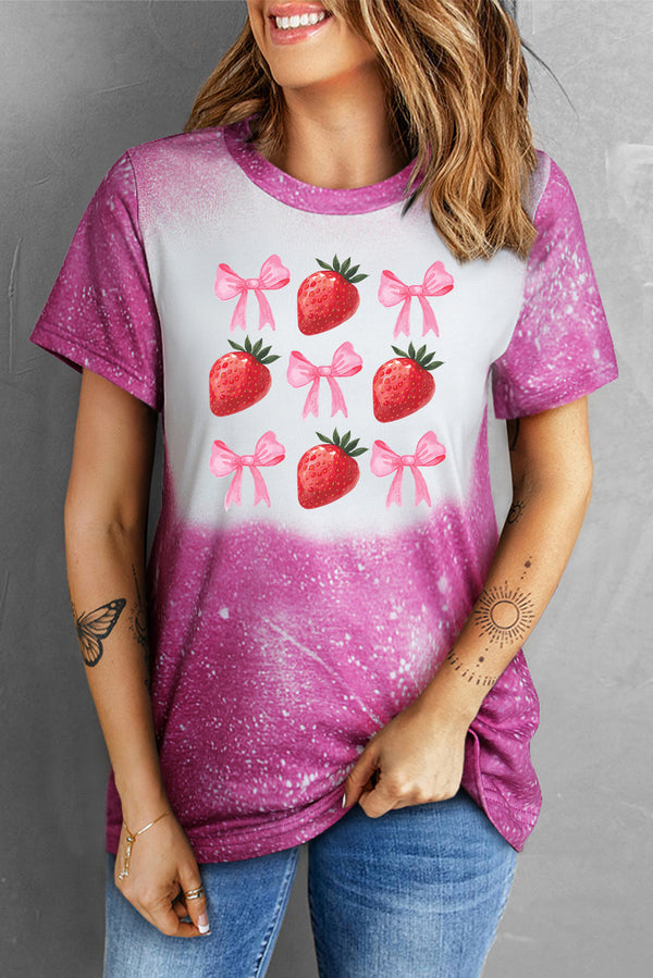 Strawberry Round Neck Short Sleeve T-Shirt | Trendsi