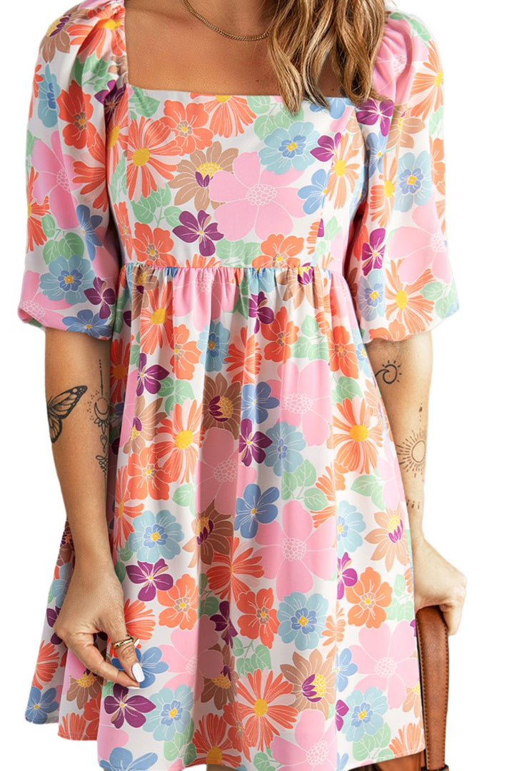 Printed Half Sleeve Mini Dress | Trendsi