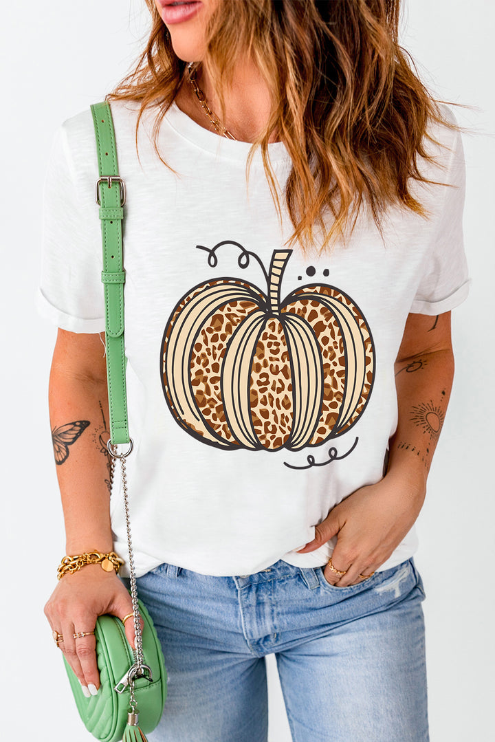 Pumpkin Round Neck Short Sleeve T-Shirt | Trendsi