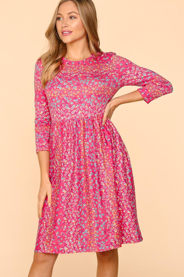 Haptics Round Neck Floral Dress with Pockets | Trendsi