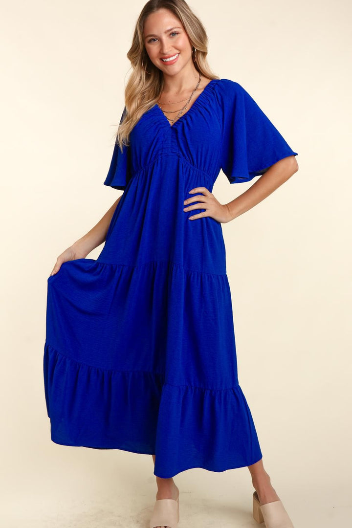 Haptics Tiered Babydoll Maxi Dress with Side Pocket | Trendsi