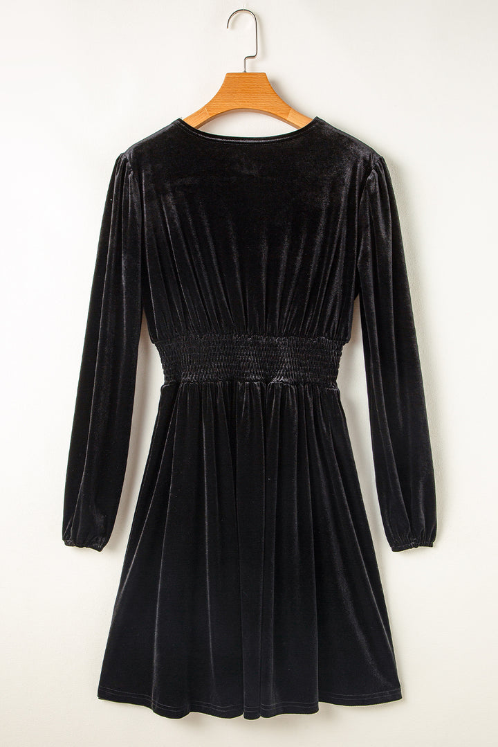 Surplice Long Sleeve Velvet Dress | Trendsi