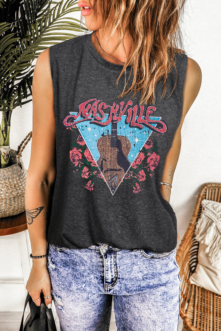 NASHVILLE Graphic Round Neck Tank | Trendsi