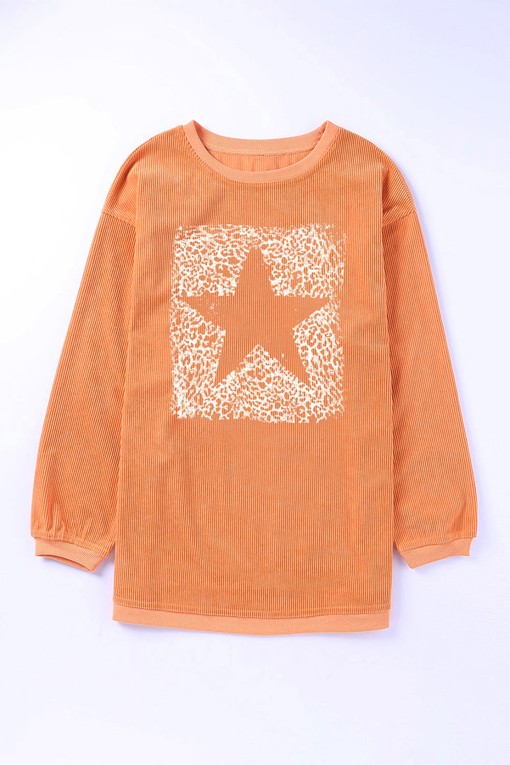 Star Round Neck Long Sleeve Oversize Sweatshirt | Trendsi