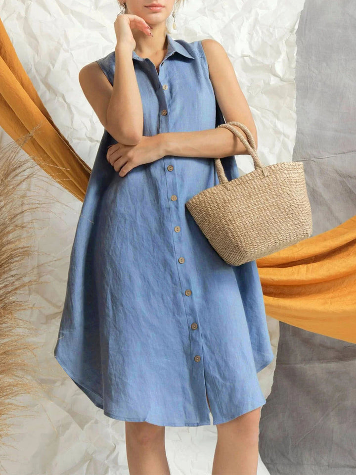 Button Up Sleeveless Shirt Dress | Trendsi