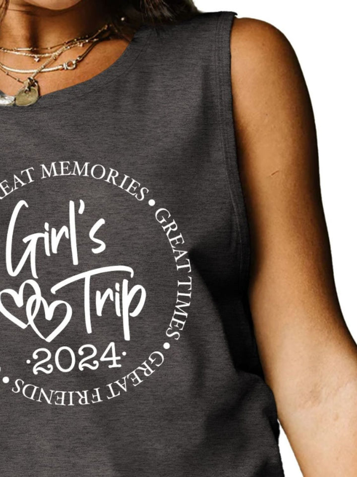 Letter Graphic Round Neck Tank | Trendsi