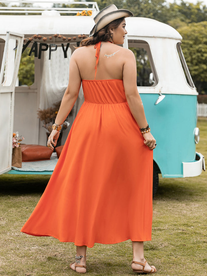 Plus Size Halter Neck Midi Dress | Trendsi