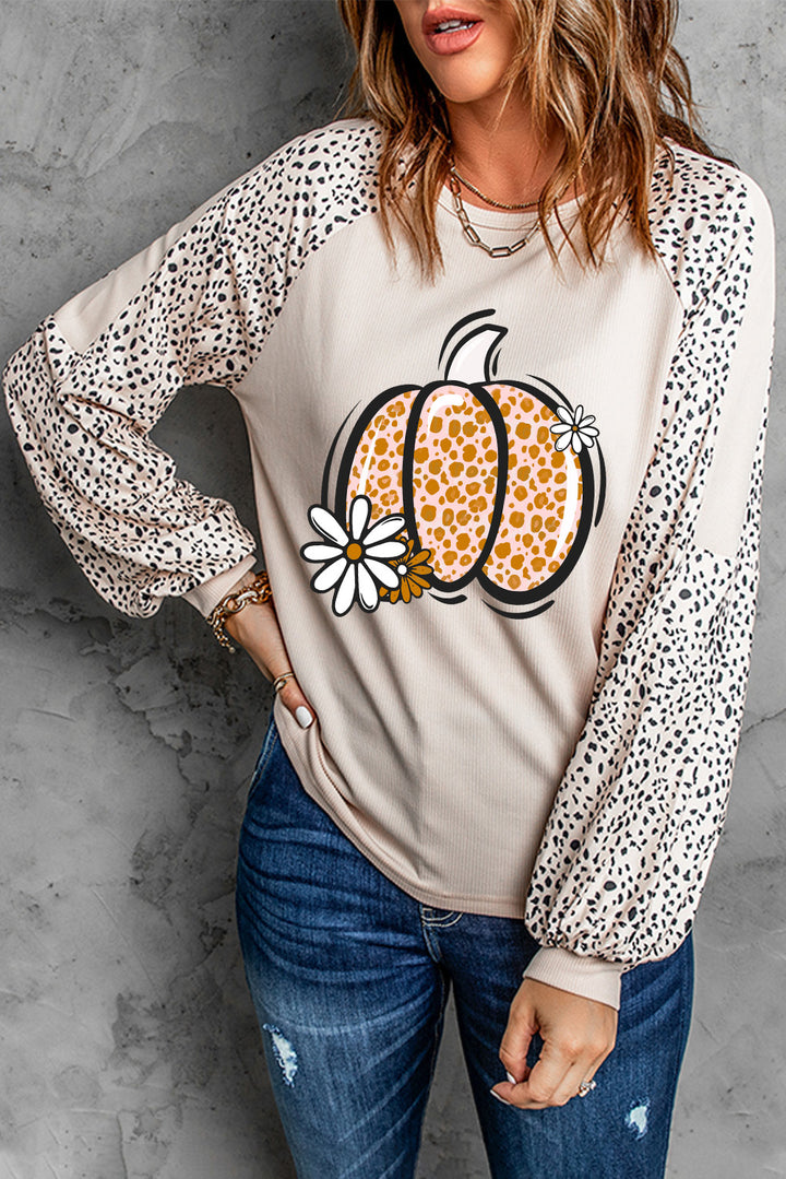 Pumpkin Graphic Round Neck Long Sleeve Top | Trendsi