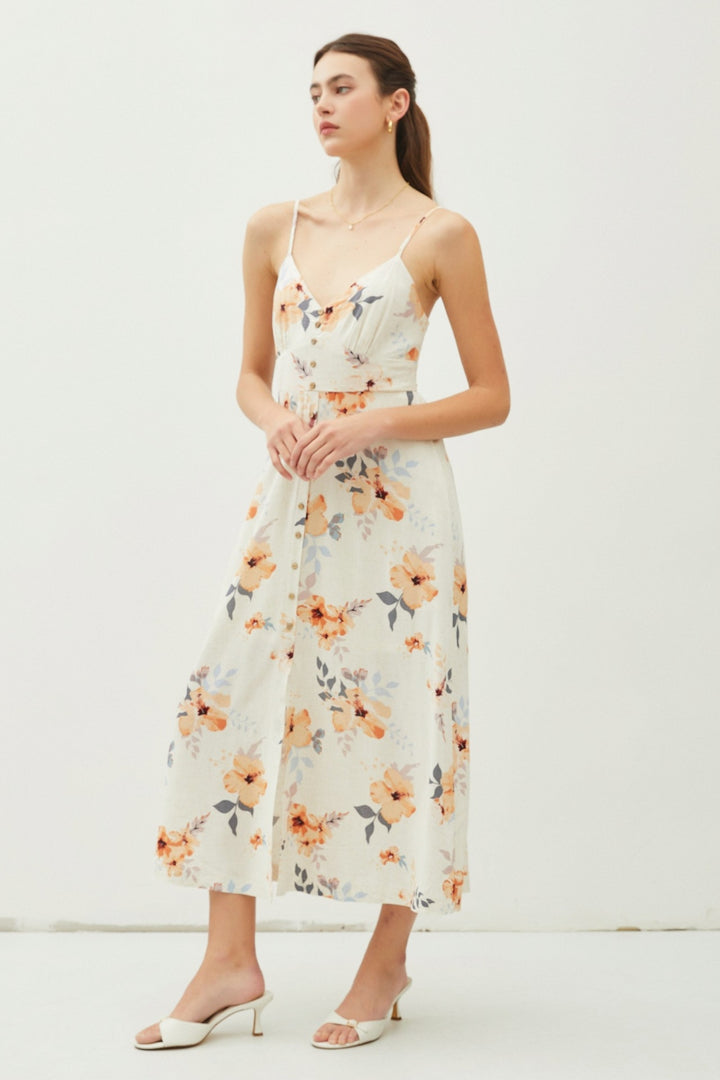 Be Cool Floral Button Down Cami Midi Dress | Trendsi