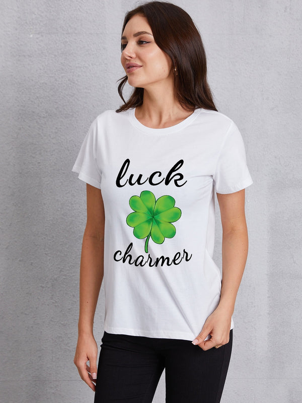 LUCK CHARMER Round Neck T-Shirt | Trendsi