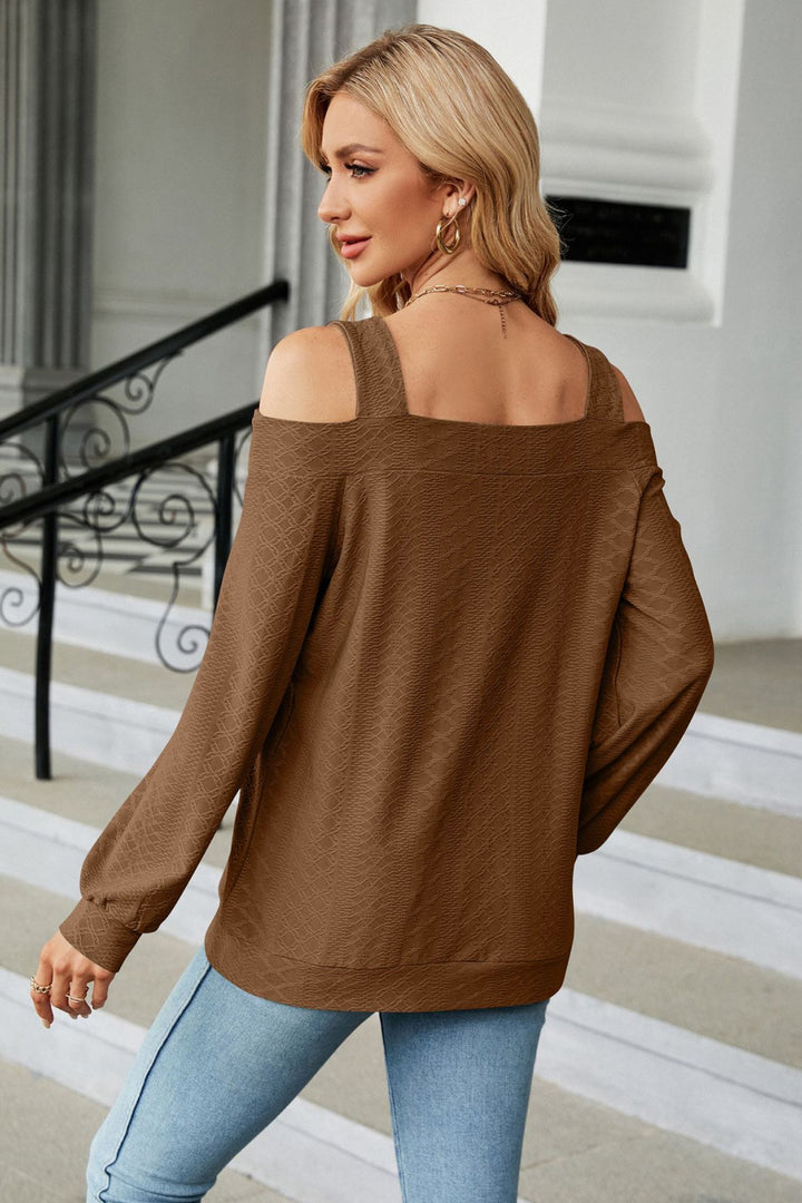 Cold Shoulder Square Neck Cutout Blouse | Trendsi