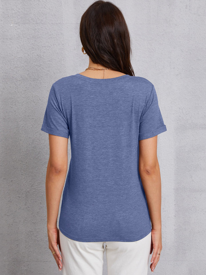 COFFEE V-Neck Short Sleeve T-Shirt | Trendsi