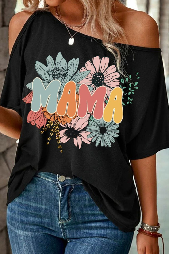 MAMA One Shoulder Half Sleeve T-Shirt | Trendsi