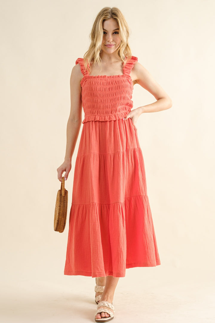 And The Why Smocked Ruffled Tiered Dress | Trendsi