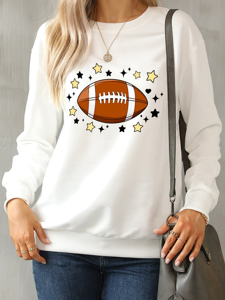 Football Graphic Round Neck Sweatshirt | Trendsi