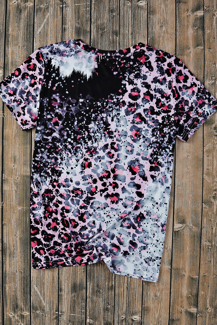 Leopard Round Neck Short Sleeve T-Shirt | Trendsi