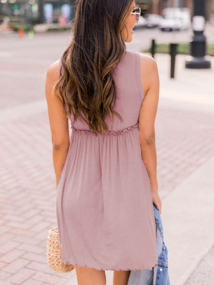 Frill Round Neck Sleeveless Dress | Trendsi