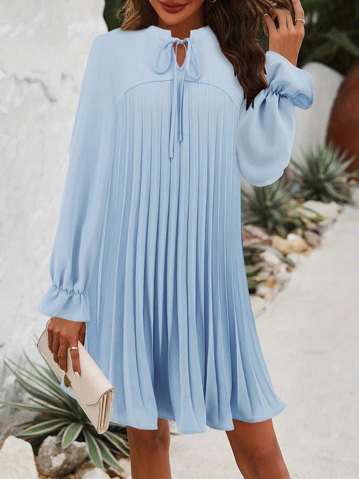 Tie Neck Flounce Sleeve Mini Dress | Trendsi