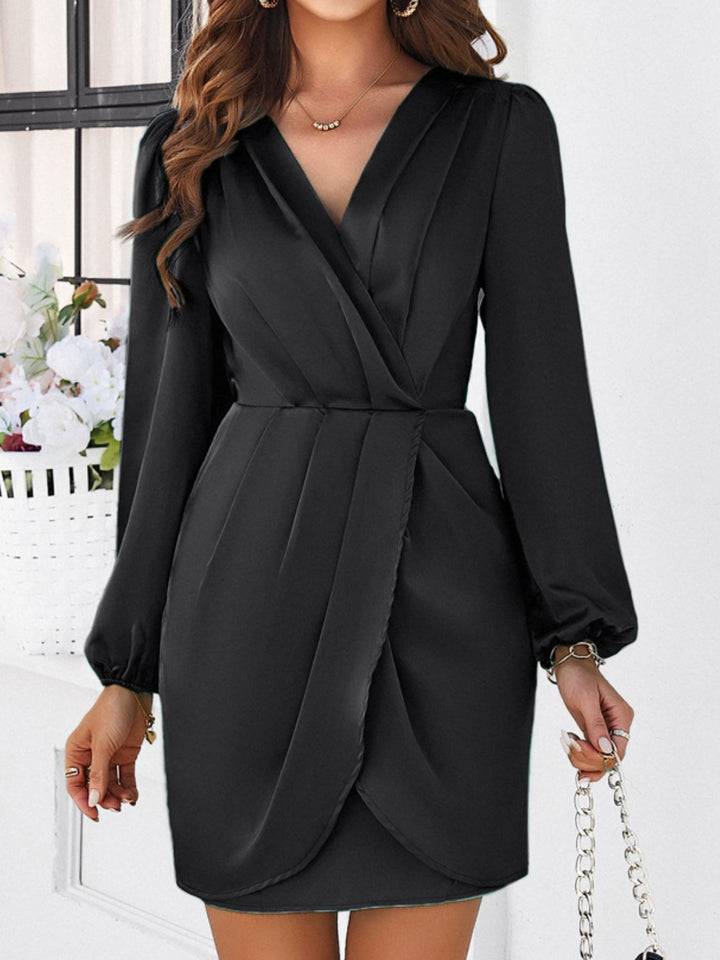 Ruched Surplice Long Sleeve Mini Dress | Trendsi