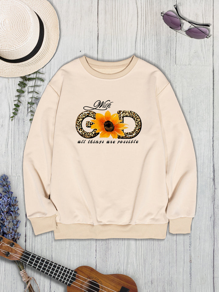 Sunflower Round Neck Dropped Shoulder Sweatshirt | Trendsi