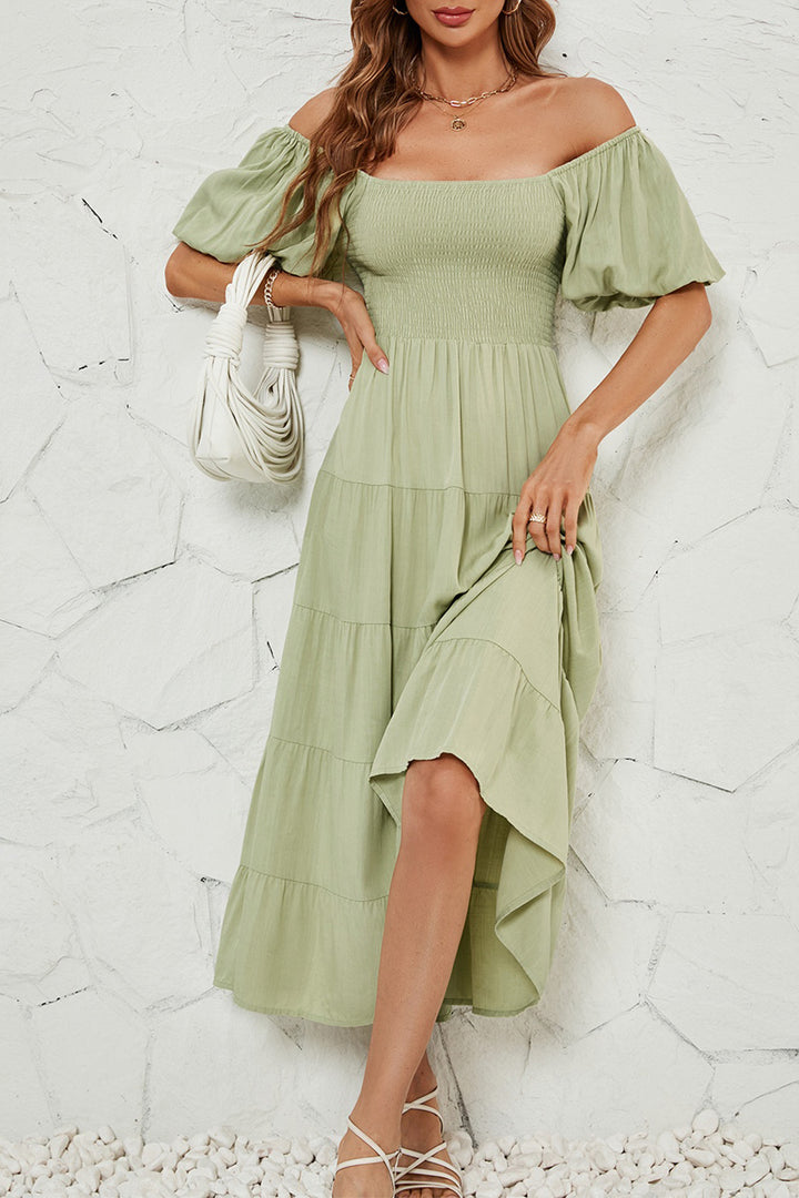 Smocked Square Neck Puff Sleeve Dress | Trendsi