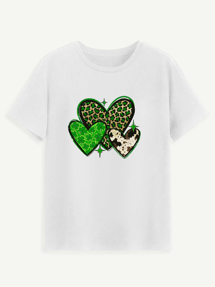 Heart Round Neck Short Sleeve T-Shirt | Trendsi