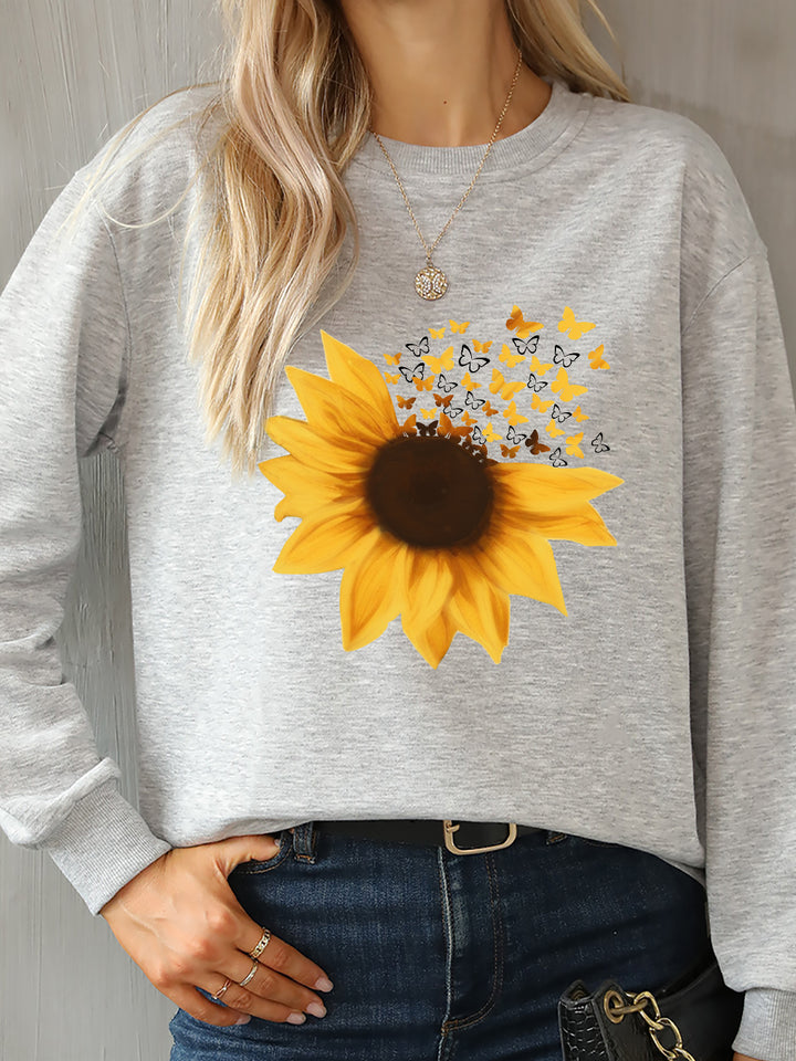 Sunflower Round Neck Dropped Shoulder Sweatshirt | Trendsi